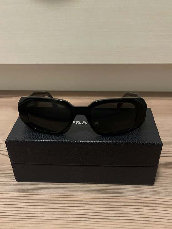 Prada Accessories - Prada Symbole SPR 17W Rectangle Sunglasses in Black